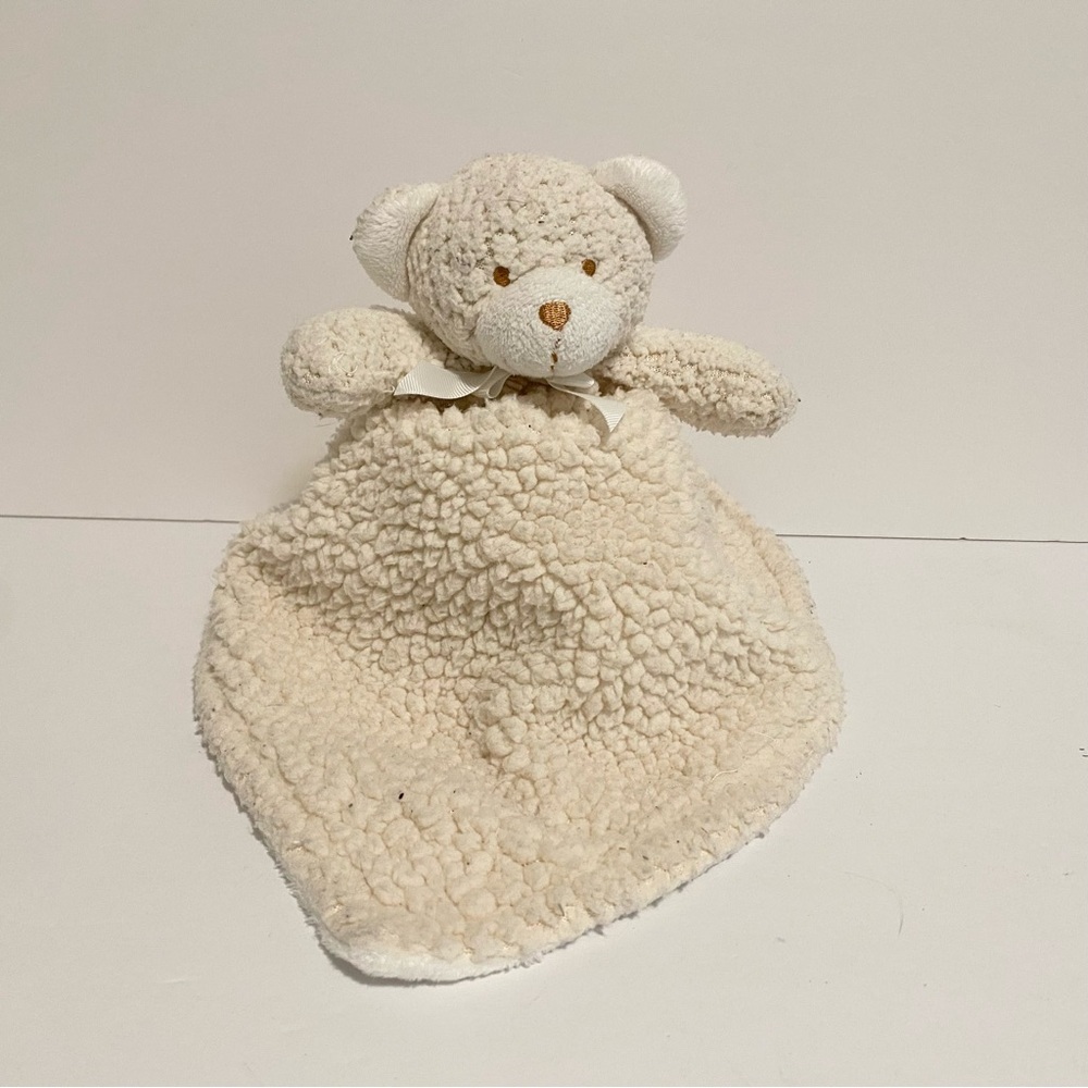 Blankets & Beyond Teddy Bear Lovey Sherpa White Baby Blanket Lovie Nunu Toy Soft